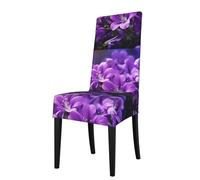 XBKGOHA Housses de chaise de salle à manger amovibles imprimées de fleurs violettes, douces, confortables, infroissables, pas de repassage nécessaire, extensibles pour la plupart des chaises sans