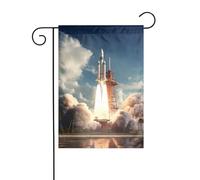 XBKGOHA Kennedy Space Center - Tableau de lancement de fusée - Mât de drapeau de jardin extérieur - Décoration tendance - 30,5 x 45,7 cm
