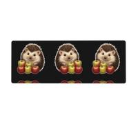 XBKGOHA Little Hedgehog Who Loves To Eat Apples Tapis de souris extra large Forte adhérence, durable, bord de verrouillage précis 30,5 x 80 cm