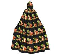 XBKGOHA Little Squirrel Under The Cherry Tree Printed Halloween Cape à capuche pour adulte sans fermeture éclair, confortable pour les fêtes costumées