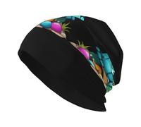 XBKGOHA Little Turtle and Colorful Stones Print Bonnet tricoté tendance pour adulte - Doux, confortable et respirant Noir