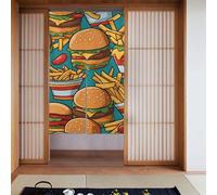 XBKGOHA Lot de 2 rideaux imprimés de frites de hamburger mignons - 86,4 x 142,2 cm - Lisse et ne se froisse pas facilement - Rideaux en tissu, séparateurs de pièce