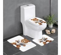 XBKGOHA Lot de 3 tapis de sol antidérapants - Motif petit ours lisant un journal - Tapis de salle de bain pour un confort ultime