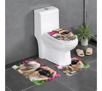 XBKGOHA Lot de 3 tapis de sol antidérapants pour salle de bain Motif pékinois pour un confort ultime