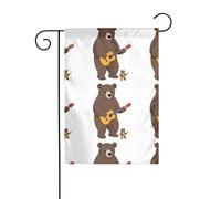 XBKGOHA Love Music Big Bear Little Bear - Mât de drapeau de jardin extérieur - Décoration tendance - 30,5 x 45,7 cm