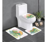 XBKGOHA Master Bathrooms Lot de 3 tapis de sol antidérapants Motif lotus à côté de l'arc-en-ciel pour un confort ultime