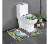 XBKGOHA Master Bathrooms Lot de 3 tapis de sol antidérapants Motif montagnes vertes et eaux claires pour un confort ultime