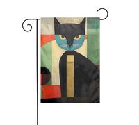 XBKGOHA Milieu du siècle art moderne chat image jardin mât drapeau extérieur cour décoration mode 30,5 x 45,7 cm