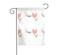 XBKGOHA Moon Feather Fox Picture Mât de drapeau de jardin extérieur Décoration de cour 30,5 x 45,7 cm