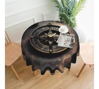 XBKGOHA Nappe décorative ronde de 152,4 cm au design magique avec boussole de runes nordiques pour une utilisation en intérieur et en extérieur sur des tables rondes comme les tables basses, les