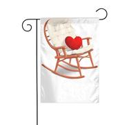 XBKGOHA Oreiller en forme de cœur sur chaise à bascule - Photo de jardin - Mât de drapeau extérieur - Décoration tendance - 30,5 x 45,7 cm