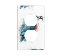 XBKGOHA Panneau mural décoratif à double prise aquarelle martin-pêcheur avec proie pour zones résidentielles et commerciales 11,4 x 7 cm