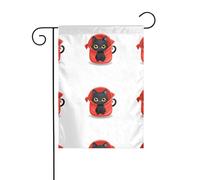 XBKGOHA Petit chat noir dans un sac rouge - Mât de drapeau extérieur - Décoration tendance - 30,5 x 45,7 cm
