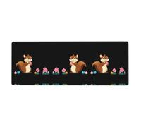 XBKGOHA Petit écureuil cueillant des fleurs Tapis de souris extra large Forte adhérence, durable, bord de verrouillage précis 30,5 x 80 cm