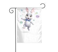 XBKGOHA Petit lapin gris chassant des bulles - Mât de drapeau extérieur - Décoration tendance - 30,5 x 45,7 cm