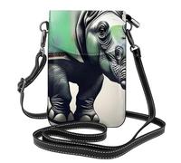 XBKGOHA Petit sac à main pour téléphone portable 19,3 x 12,4 cm avec motif rhinocéros - Étui à rabat en cuir pour femme, parfait pour la marche, le camping