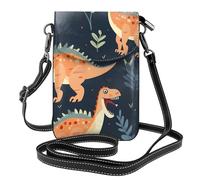XBKGOHA Petit sac à main pour téléphone portable 19,3 x 12,4 cm, imprimé dinosaure, étui à rabat en cuir pour femme, parfait pour la marche, le camping