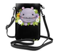 XBKGOHA Petit sac à main pour téléphone portable 19,3 x 12,4 cm, imprimé hippopotame, étui à rabat en cuir pour femme, parfait pour la marche, le camping
