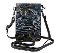 XBKGOHA Petit sac à main pour téléphone portable 19,3 x 12,4 cm, imprimé labyrinthe en cuir à rabat pour femme, parfait pour la marche, le camping