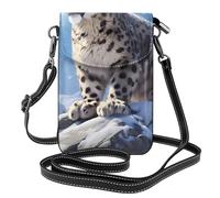XBKGOHA Petit sac à main pour téléphone portable 19,3 x 12,4 cm, imprimé léopard des neiges, étui à rabat en cuir pour femme, parfait pour la marche, le camping
