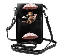 XBKGOHA Petit sac à main pour téléphone portable 19,3 x 12,4 cm Little Bear Leisure Time Printing Étui à bandoulière en cuir à rabat pour femme, parfait pour la marche, le camping