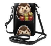 XBKGOHA Petit sac à main pour téléphone portable 19,3 x 12,4 cm Little Hedgehog Who Loves To Eat Apples Impression bandoulière en cuir pour femme, parfait pour la marche, le camping