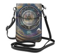 XBKGOHA Petit sac à main pour téléphone portable 19,3 x 12,4 cm, motif boussole tarot, étui à rabat en cuir pour femme, parfait pour la marche, le camping