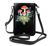 XBKGOHA Petit sac à main pour téléphone portable, 19,3 x 12,4 cm, motif champignons dans un bouquet, étui à rabat en cuir pour femme, parfait pour la marche, le camping
