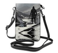 XBKGOHA Petit sac à main pour téléphone portable 19,3 x 12,4 cm, motif chasseur de neige, étui à rabat en cuir pour femme, parfait pour la marche, le camping