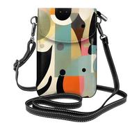 XBKGOHA Petit sac à main pour téléphone portable 19,3 x 12,4 cm, motif chat moderne du milieu du siècle, étui à rabat en cuir pour femme, parfait pour la marche, le camping