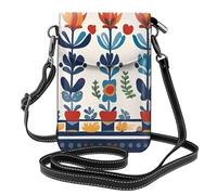 XBKGOHA Petit sac à main pour téléphone portable 19,3 x 12,4 cm, motif cheval dala suédois folk, étui à rabat en cuir pour femme, parfait pour la marche, le camping