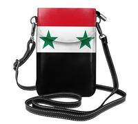 XBKGOHA Petit sac à main pour téléphone portable 19,3 x 12,4 cm, motif drapeau de la République arabe syrienne, étui à rabat en cuir pour femme, parfait pour la marche, le camping