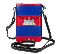 XBKGOHA Petit sac à main pour téléphone portable 19,3 x 12,4 cm, motif drapeau du Cambodge, étui à rabat en cuir pour femme, parfait pour la marche, le camping