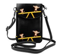 XBKGOHA Petit sac à main pour téléphone portable 19,3 x 12,4 cm, motif frères singes jouant sur balançoire, étui à rabat en cuir pour femme, parfait pour la marche, le camping