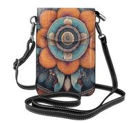 XBKGOHA Petit sac à main pour téléphone portable 19,3 x 12,4 cm, motif mandala bohème, fleurs colorées, étui à rabat en cuir pour femme, parfait pour la marche, le camping