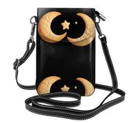 XBKGOHA Petit sac à main pour téléphone portable 19,3 x 12,4 cm Motif Moon Cookies Say Goodnight Étui à rabat en cuir pour femme, parfait pour la marche, le camping
