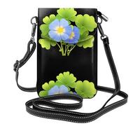 XBKGOHA Petit sac à main pour téléphone portable 19,3 x 12,4 cm Motif Morning Glory in Clover Impression cuir bandoulière rabat pour femme, parfait pour la marche, le camping