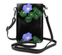 XBKGOHA Petit sac à main pour téléphone portable 19,3 x 12,4 cm, motif Morning Glory Under Green Leaves Printing en cuir pour femme, parfait pour la marche, le camping
