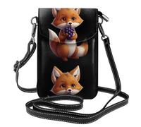 XBKGOHA Petit sac à main pour téléphone portable 19,3 x 12,4 cm, motif petit renard qui aime manger des raisins, étui à rabat en cuir pour femme, parfait pour la marche, le camping