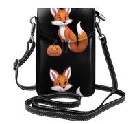 XBKGOHA Petit sac à main pour téléphone portable 19,3 x 12,4 cm, motif petit renard tenant une lanterne citrouille, étui à rabat en cuir pour femme, parfait pour la marche, le camping