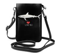XBKGOHA Petit sac à main pour téléphone portable 19,3 x 12,4 cm, motif requin, étui à rabat en cuir pour femme, parfait pour la marche, le camping