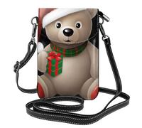 XBKGOHA Petit sac à main pour téléphone portable 19,3 x 12,4 cm, ours de Noël offrant des cadeaux, étui à bandoulière en cuir à rabat pour femme, parfait pour la marche, le camping