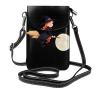 XBKGOHA Petit sac à main pour téléphone portable 19,3 x 12,4 cm, petite sorcière chevauchant un balai dans le ciel, étui à bandoulière en cuir pour femme, parfait pour la marche, le camping