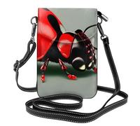 XBKGOHA Petit sac à main pour téléphone portable de 19,3 x 12,4 cm, imprimé coccinelle rouge, étui de téléphone à rabat en cuir pour femme, parfait pour la marche, le camping