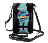 XBKGOHA Petit sac à main pour téléphone portable de 19,3 x 12,4 cm, imprimé hippopotame à rayures colorées, étui à rabat en cuir pour femme, parfait pour la marche, le camping