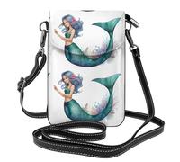 XBKGOHA Petit sac à main pour téléphone portable de 19,3 x 12,4 cm, imprimé queue de sirène, étui à rabat en cuir pour femme, parfait pour la marche, le camping