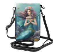 XBKGOHA Petit sac à main pour téléphone portable de 19,3 x 12,4 cm, imprimé sirène, étui de téléphone à rabat en cuir pour femme, parfait pour la marche, le camping