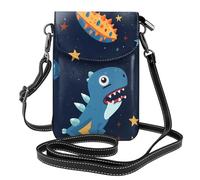 XBKGOHA Petit sac à main pour téléphone portable de 19,3 x 12,4 cm, motif astronaute, dinosaure, fusée, en cuir, pour femme, parfait pour la marche, le camping