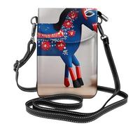 XBKGOHA Petit sac à main pour téléphone portable de 19,3 x 12,4 cm, motif cheval suédois dala folk, étui à rabat en cuir pour femme, parfait pour la marche, le camping
