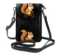 XBKGOHA Petit sac à main pour téléphone portable de 19,3 x 12,4 cm, motif petit écureuil courant sur la roue, étui à rabat en cuir pour femme, parfait pour la marche, le camping